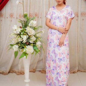 Bliss Beam 3 Piece Imported Jersey Interlock Printed Nighty Panty And Poni Set Free Size For Women - Image 3