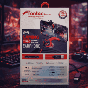 Fontec Arena Type-C Gaming Earphones with Detachable Mic – HiFi Stereo Surround Wired Handsfree for Type-C Devices (Random Color) - Image 3