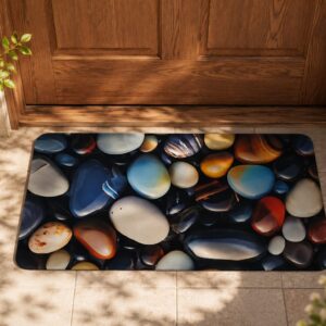 Super Absorbent Non-Slip Bathroom Floor Mat - Quick-Dry Soft Colorful Pebble Design 23 × 15 inch - Image 3