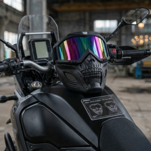 Premium Skull Goggles Mask – Full Face Tactical Protection for Bikers (Multi-Color Iridium Lens) - Image 1