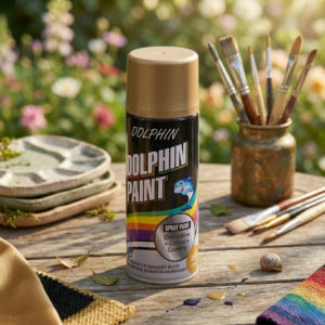 Dolphin Chrome Gold Spray Paint 300ml – High Shine Metallic Finish Spray - Image 1