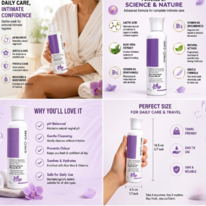 GYNO CARE Daily Intimate Hygiene Moisturizer PH Balanced Care For Women With Aloe Vera And Vitamins - Image 2