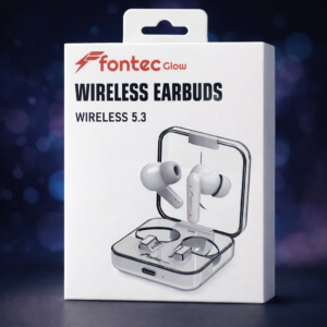 Fontec Glow Wireless Earbuds – Bluetooth 5.3 Gaming Earphones with ENC Noise Cancellation & Transparent Charging Case - Image 1