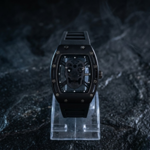 Luxury Non-Waterproof Skull Skeleton Concept Watch – Bold Tonneau Case with Sporty Silicone Strap (Without Box) - Image 3