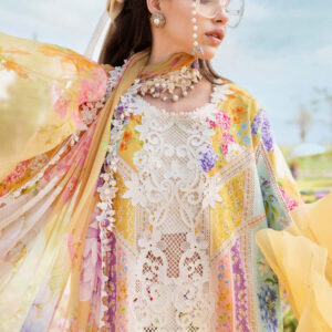 Luxury Multi Floral Embroidered Lawn 3 Piece Unstitched Suit with Chiffon Dupatta – Summer Collection - Image 2