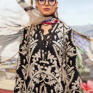 Elegant 3 Piece Embroidered Lawn Suit with Digital Print & Printed Chiffon Dupatta – Unstitched Summer Collection - Image 2