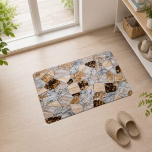 Super Absorbent Non-Slip Bathroom Floor Mat - Quick-Dry Soft Marble Stone Design 23 × 15 inch - Image 2