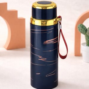 Premium Marble Print Stainless Steel Water Bottle - Elegant Vacuum Insulated Flask - Random Color - Image 3