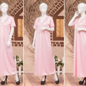 Single Pcs Stylish & Comfortable Long Silk Nightgown - Free Size (SKU R-002) - Image 3