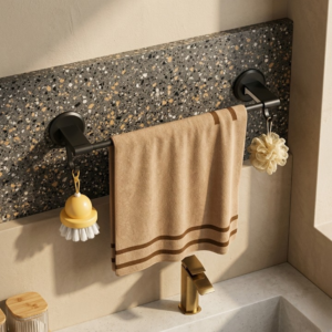 Simple Multifunctional Towel Bar | No-Drill Wall Mounted Bathroom Organizer | Strong Load-Bearing 10kg | 50cm - Image 1