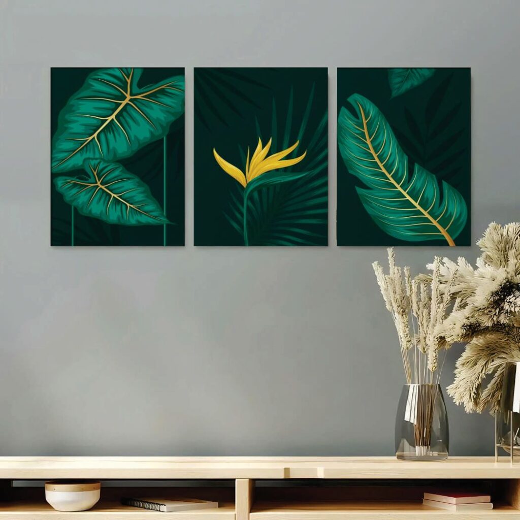 Set of 3 Premium Wall Art Photo Tiles – Modern Home Decor Sets 8x11 | With Frame