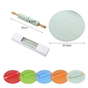 Silicone Dough Mat With Rolling Pin Set | Extra Thick Non-Slip Baking Mat For Pizza & Bread | Random Color - Image 4