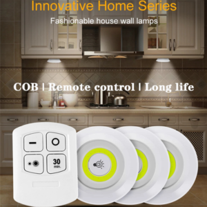 Pack of 3 LED Remote Control Lights – Tap Lights with Self Adhesive for Cabinet, Wardrobe & Kitchen ~ Cell Operated - Image 1