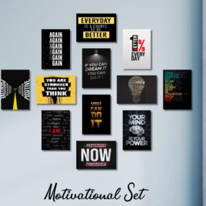 Motivational Wall Art Wooden Canvas Frames 12 Pcs Set Wooden Sticky Tiles 5x7 Inches Easy Mounting - Image 1