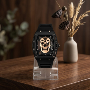 Luxury Non-Waterproof Skull Skeleton Concept Watch – Bold Tonneau Case with Sporty Silicone Strap (Without Box) - Image 2