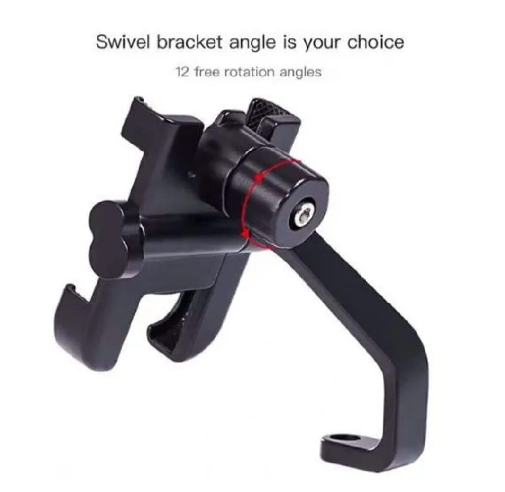 C2 Universal Aluminum Motorcycle Phone Holder – 360° Adjustable Handlebar Mount Stand for Secure Mobile Grip