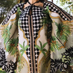 Elegant All-Over Print Embroidered Lawn 3Pc Unstitched EID Dress for Girls with Chiffon Dupatta - Image 2