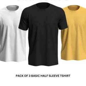 Pack of 3 Premium Half Sleeves Round Neck Plain Color T-Shirts for Men & Boys – Soft Comfortable Fabric - Image 1