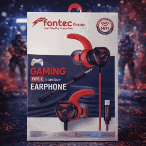 Fontec Arena Type-C Gaming Earphones with Detachable Mic – HiFi Stereo Surround Wired Handsfree for Type-C Devices (Random Color) - Image 1