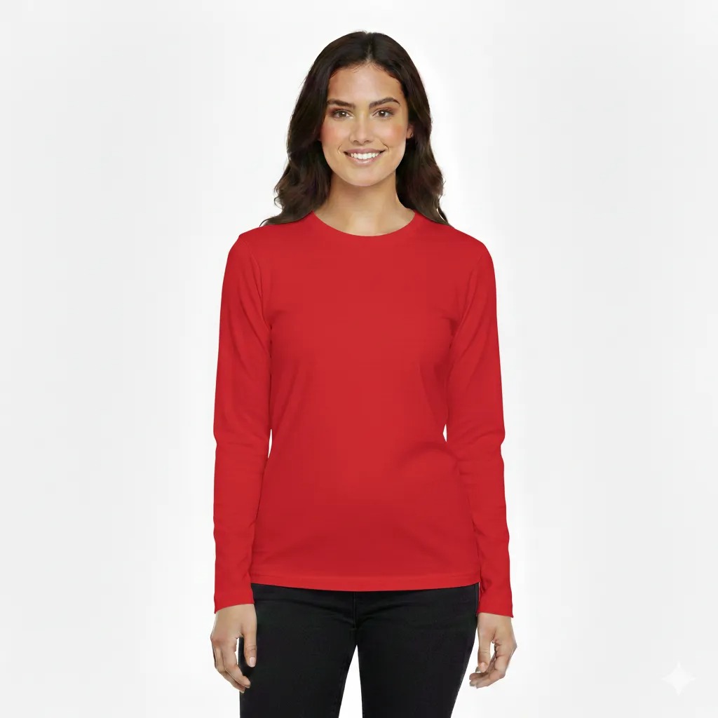 Basic Round Neck Full Sleeves T-Shirt For Women – Soft & Comfortable Casual Wear (Random Color) - Image 5