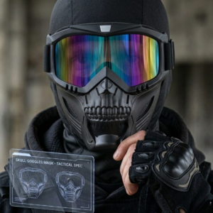 Premium Skull Goggles Mask – Full Face Tactical Protection for Bikers (Multi-Color Iridium Lens) - Image 2