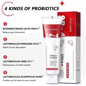 Premium YAYASHI SP-4 Ultra Whitening Probiotic Toothpaste – Advanced Red Tube Super Probiotic Stain Removal Oral Care - Image 3