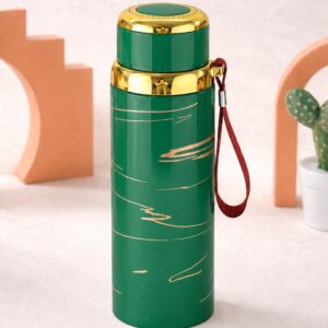 Premium Marble Print Stainless Steel Water Bottle - Elegant Vacuum Insulated Flask - Random Color - Image 2