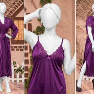 2 PCs Silk Splendor Satin Nightwear Set – Elegant & Comfortable Sleepwear SKU R-003 Free Size - Image 3