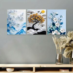 Set of 3 Premium Wall Art Photo Tiles – Modern Home Decor Sets 8 X 11 - Image 1