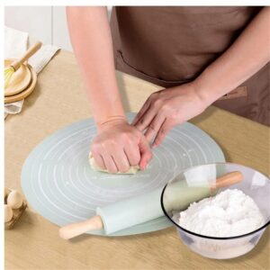 Silicone Dough Mat With Rolling Pin Set | Extra Thick Non-Slip Baking Mat For Pizza & Bread | Random Color - Image 1