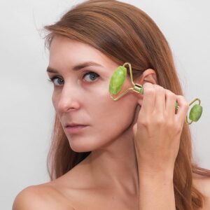 FLFWLASS Contour Facial Roller & Gua Sha Massager Set – Natural Jade Stone Beauty Kit for Face Lifting & Anti-Aging - Image 3