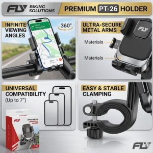 FLY Universal Mechanical Bike & Motorcycle Phone Mount – 360° Adjustable Handlebar Bracket for Bicycles, Scooters & E-Bikes - Image 3