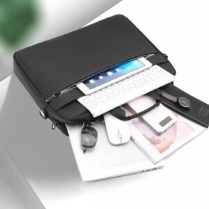 Premium 17-Inch Oxford Fabric Laptop Bag – Spacious Plain Black Waterproof Office Messenger Briefcase - Image 5