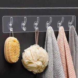 Seamless Heavy Duty Transparent Sticky Hooks Strip | Strong Double-Sided Self Adhesive Wall Hanger | Waterproof Multipurpose Hook for Bathroom & Kitchen - Image 1