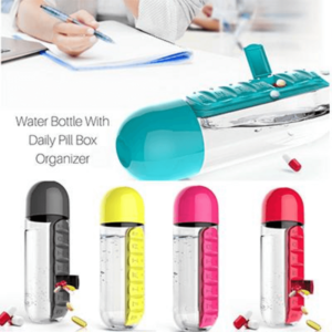 2 In 1 Water Bottle With Built In 7 Day Pill Organizer And Cup Cap Durable Portable Design For Daily Use | Random Color - Image 2