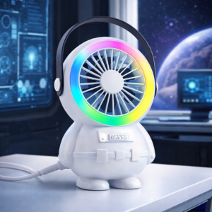 Astro Series Astronaut Mini Desktop Fan – Portable USB Rechargeable Fan with RGB Night Light - Image 3