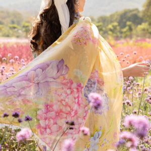 Luxury Multi Floral Embroidered Lawn 3 Piece Unstitched Suit with Chiffon Dupatta – Summer Collection - Image 3