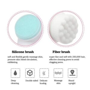 3D Double-Sided Silicone Face Cleanser | Portable Facial Cleansing & Massage Brush | Random Color - Image 2