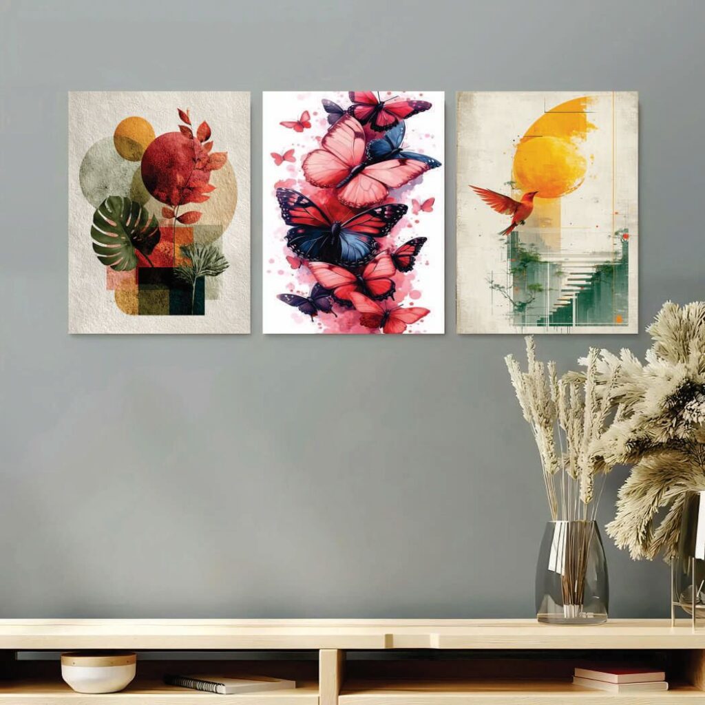 Set of 3 Premium Wall Art Photo Tiles – Modern Home Decor Sets