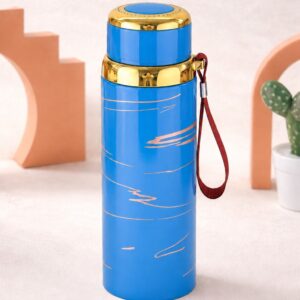 Premium Marble Print Stainless Steel Water Bottle - Elegant Vacuum Insulated Flask - Random Color - Image 4