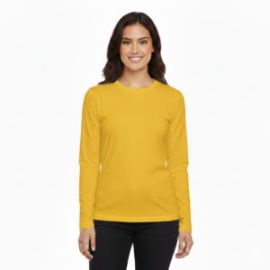 Basic Round Neck Full Sleeves T-Shirt For Women – Soft & Comfortable Casual Wear (Random Color) - Image 3