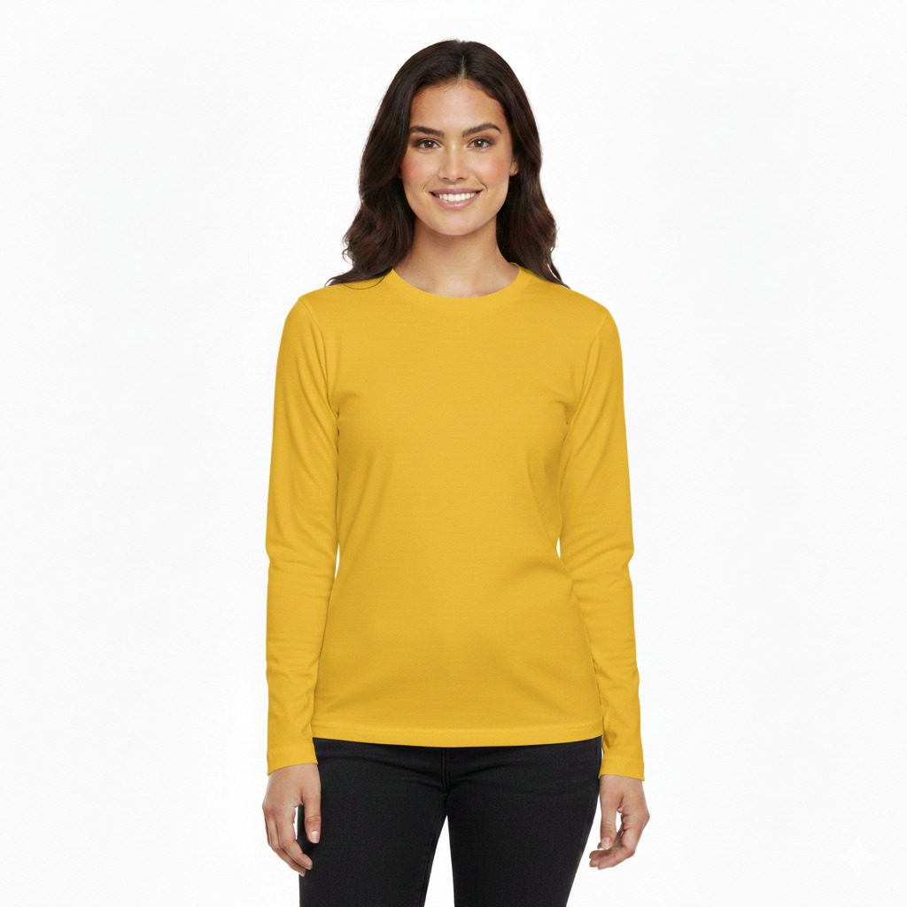 Basic Round Neck Full Sleeves T-Shirt For Women – Soft & Comfortable Casual Wear (Random Color) - Image 3