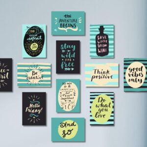 Inspirational Quotes And Motivational Calligraphy Wooden Sticky Tiles 12 Pcs Set 5x7 Inches Easy Mounting - Image 1