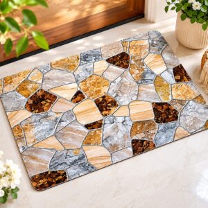 Super Absorbent Non-Slip Bathroom Floor Mat - Quick-Dry Soft Marble Stone Design 23 × 15 inch - Image 3
