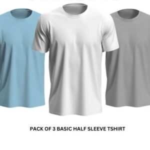 Pack of 3 Premium Half Sleeves Round Neck Plain Color T-Shirts for Men & Boys – Soft Comfortable Fabric - Image 1