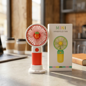 Mini Portable Handheld Fan with Desktop Base - Cute Carrot Design Rechargeable Personal Cooling Fan for Office, Students, and Travel - Image 1