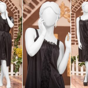 3 Pcs Premium Silk Satin Nightwear Set with Lace Trim for Women – Camisole, Shorts & Robe | Free Size - Image 1