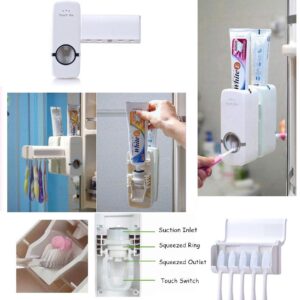 Automatic Toothpaste Dispenser With Toothbrush Holder Wall Mounted Durable Hygienic And Convenient Bathroom Accessory - Image 2