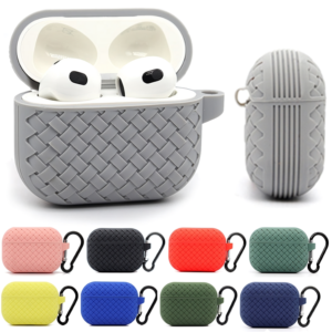 Silicone Breathable Braided Case Cover – Soft TPU Protective Charging Case (Random Color) - Image 1