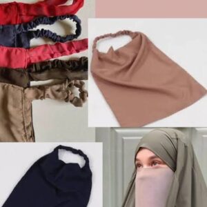 Elastic Half Niqab Bundle – Pack of 6 Premium Chiffon Face Veils for Women | Soft Breathable Daily Wear Niqab | Random Color - Image 2